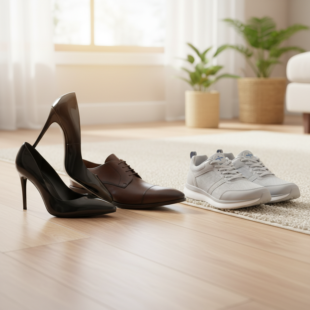 Nasır oluşumuna neden olan yanlış ve doğru ayakkabı seçimi karşılaştırması.